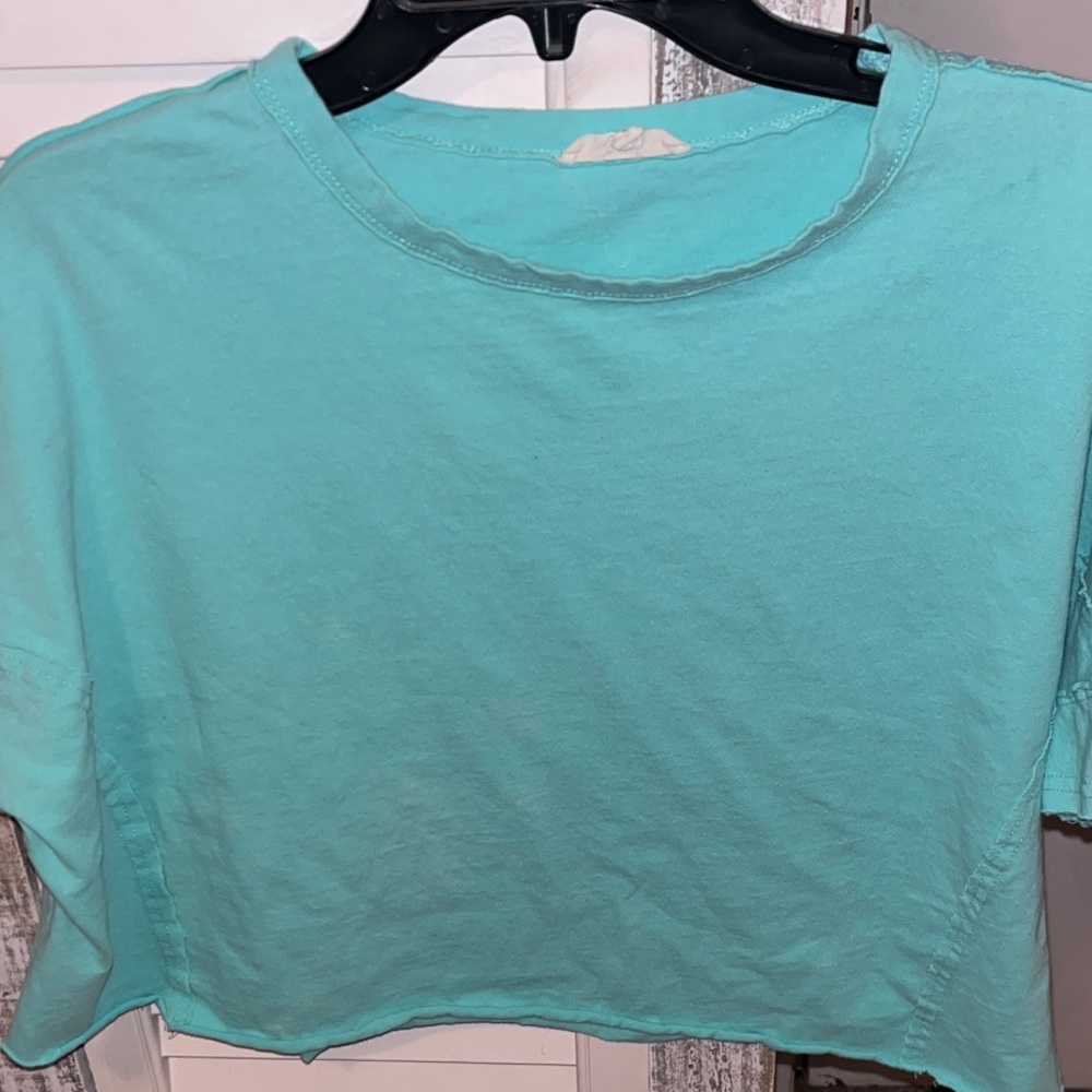 Easel Aqua Blue Crop Top